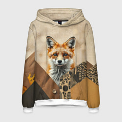 Толстовка-худи мужская Удивительный рыжий лисёнок, цвет: 3D-белый