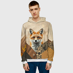 Толстовка-худи мужская Удивительный рыжий лисёнок, цвет: 3D-белый — фото 2