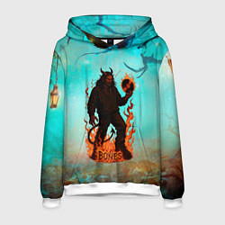 Толстовка-худи мужская Bones в стиле демона, цвет: 3D-белый
