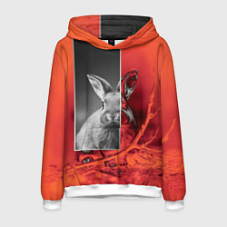 Толстовка-худи мужская Хмурый кролик, цвет: 3D-белый