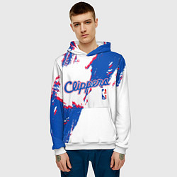 Толстовка-худи мужская Клипперс - разлитая краска, цвет: 3D-белый — фото 2