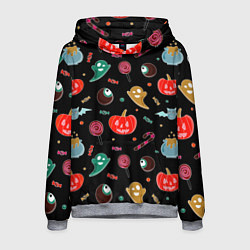 Толстовка-худи мужская Halloween red pumpkin, цвет: 3D-меланж
