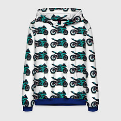 Толстовка-худи мужская Motorbike light blue, цвет: 3D-синий