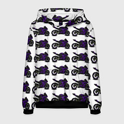 Толстовка-худи мужская The motorcycle is dark purple, цвет: 3D-черный