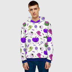 Толстовка-худи мужская Halloween purple pumpkin pattern, цвет: 3D-синий — фото 2