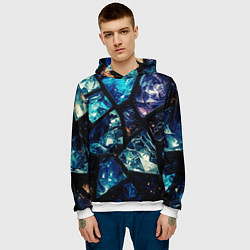Толстовка-худи мужская Текстура драгоценных камней, цвет: 3D-белый — фото 2