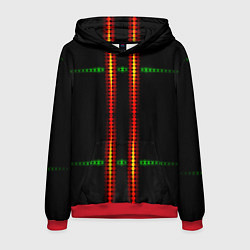 Толстовка-худи мужская Neon black green circles, цвет: 3D-красный