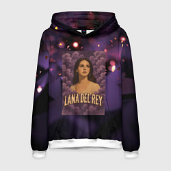 Толстовка-худи мужская Lana Del Rey в фиолетовых облаках, цвет: 3D-белый