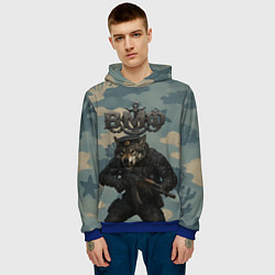 Толстовка-худи мужская ВМФ пехотинец волк, цвет: 3D-синий — фото 2