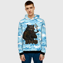 Толстовка-худи мужская Волк с красными глазами ВМФ, цвет: 3D-черный — фото 2