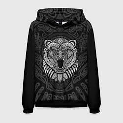 Толстовка-худи мужская Медведь в кельтских узорах, цвет: 3D-черный