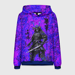 Толстовка-худи мужская Призрак самурай - неоновые краски, цвет: 3D-синий