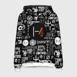 Толстовка-худи мужская Twenty one pilots rock logo, цвет: 3D-белый