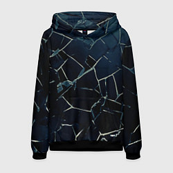 Толстовка-худи мужская Тёмный чёрно-синий битые плиты, цвет: 3D-черный