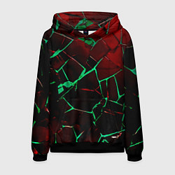Толстовка-худи мужская Битые плиты тёмно-красный с зелёным, цвет: 3D-черный