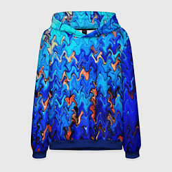Толстовка-худи мужская Сине-голубой стекающая абстракция, цвет: 3D-синий