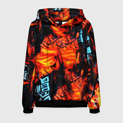 Толстовка-худи мужская Абстрактная текстура рыжего пламени, цвет: 3D-черный