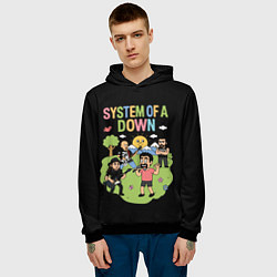 Толстовка-худи мужская System of a Down мультяшный, цвет: 3D-черный — фото 2