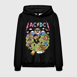Толстовка-худи мужская ACDC, мультяшный стиль, цвет: 3D-черный