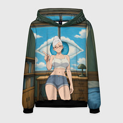 Толстовка-худи мужская Dandadan Seiko в комнате указывает, цвет: 3D-черный