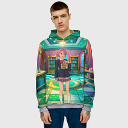 Толстовка-худи мужская Дандадан Сиратори Айра хочет обнимашек, цвет: 3D-меланж — фото 2