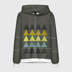 Толстовка-худи мужская Абстрактный лес, геометрический с однотоном, цвет: 3D-белый