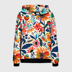 Толстовка-худи мужская Простые цветы, цвет: 3D-черный