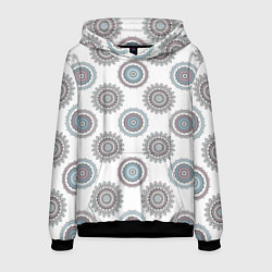 Толстовка-худи мужская Круглый разноцветный узор мандала, цвет: 3D-черный
