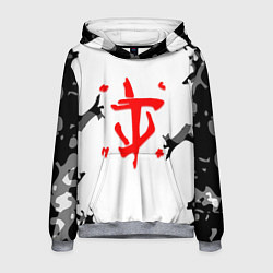 Толстовка-худи мужская Doom лого камуфляж текстура, цвет: 3D-меланж