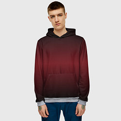 Толстовка-худи мужская Градиент темно-бордовый, цвет: 3D-меланж — фото 2