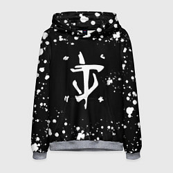 Толстовка-худи мужская Doom брызги белых красок, цвет: 3D-меланж