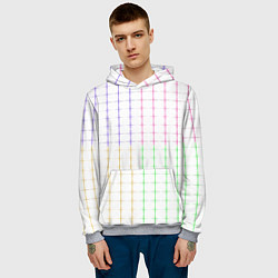 Толстовка-худи мужская Color white multicolored stripes, цвет: 3D-меланж — фото 2