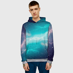 Толстовка-худи мужская Галактическое сияние небес, цвет: 3D-меланж — фото 2
