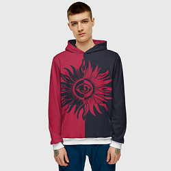 Толстовка-худи мужская Солнце красно-синее, цвет: 3D-белый — фото 2