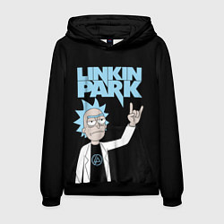 Толстовка-худи мужская Linkin Park и Рик Санчес из Рик и Морти, цвет: 3D-черный