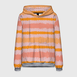 Толстовка-худи мужская Полосы зигзагообразные оранжево-розовые, цвет: 3D-меланж
