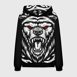 Толстовка-худи мужская Яростный медведь, цвет: 3D-черный