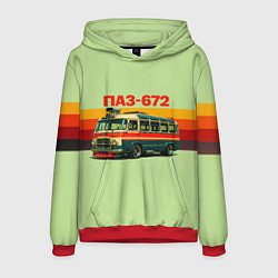 Толстовка-худи мужская Ретро автобус ПАЗ-672 поп-арт, цвет: 3D-красный