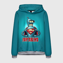 Толстовка-худи мужская Bender superman - collaboration, цвет: 3D-меланж
