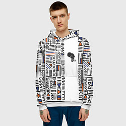 Толстовка-худи мужская Африканский узор, цвет: 3D-белый — фото 2