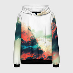 Толстовка-худи мужская Абстракция с плавными формами краски, цвет: 3D-черный