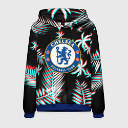 Толстовка-худи мужская Chelsea тропики глитч текстура, цвет: 3D-синий