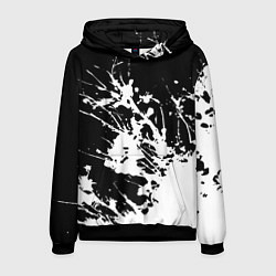 Толстовка-худи мужская Взрывная белая краска на чёрном, цвет: 3D-черный