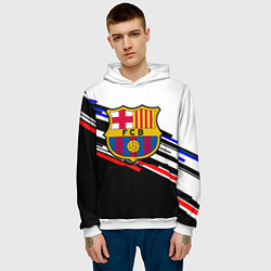 Толстовка-худи мужская Barcelona полосы текстура спорт, цвет: 3D-белый — фото 2