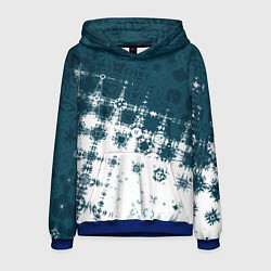 Толстовка-худи мужская Узорчатая текстура сине-белая, цвет: 3D-синий
