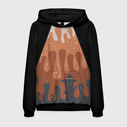 Толстовка-худи мужская Хэллоуин в тыквенном латте, цвет: 3D-черный