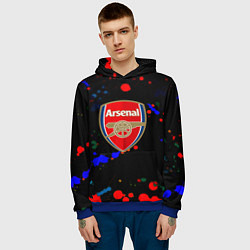 Толстовка-худи мужская Arsenal неоновые брызги красок, цвет: 3D-синий — фото 2