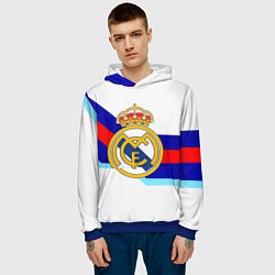 Толстовка-худи мужская Real Madrid текстура полосы, цвет: 3D-синий — фото 2