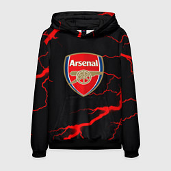 Толстовка-худи мужская Arsenal красные молнии, цвет: 3D-черный