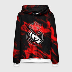 Толстовка-худи мужская Real Madrid красный огонь, цвет: 3D-белый